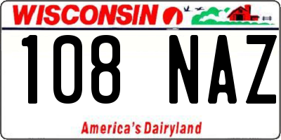 WI license plate 108NAZ