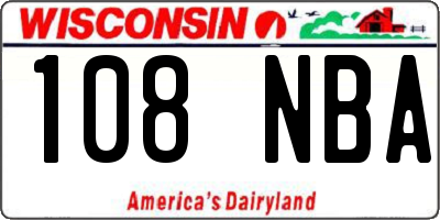 WI license plate 108NBA