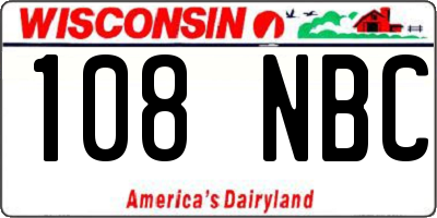 WI license plate 108NBC