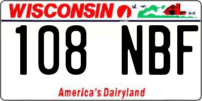 WI license plate 108NBF