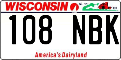 WI license plate 108NBK