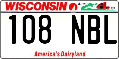 WI license plate 108NBL