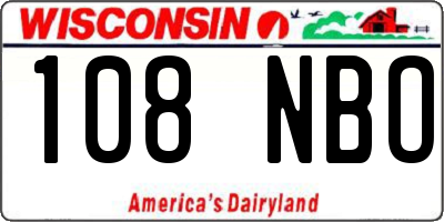 WI license plate 108NBO