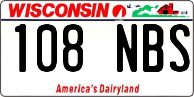 WI license plate 108NBS