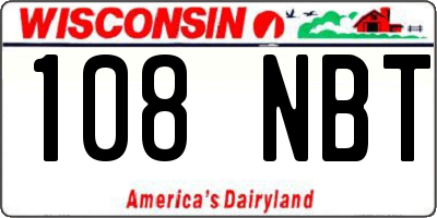 WI license plate 108NBT
