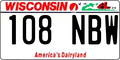 WI license plate 108NBW