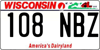 WI license plate 108NBZ