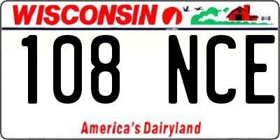 WI license plate 108NCE
