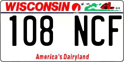 WI license plate 108NCF