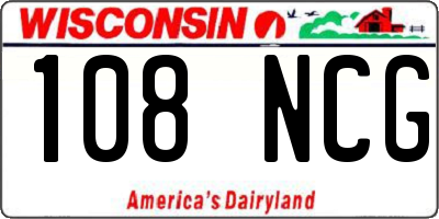 WI license plate 108NCG