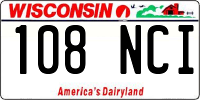 WI license plate 108NCI