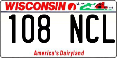 WI license plate 108NCL