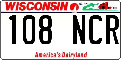 WI license plate 108NCR
