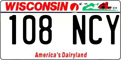 WI license plate 108NCY