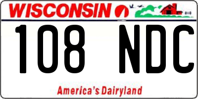 WI license plate 108NDC