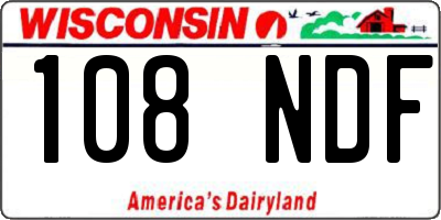 WI license plate 108NDF