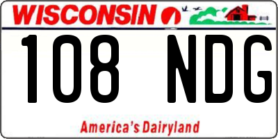 WI license plate 108NDG
