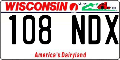 WI license plate 108NDX