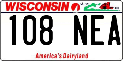 WI license plate 108NEA