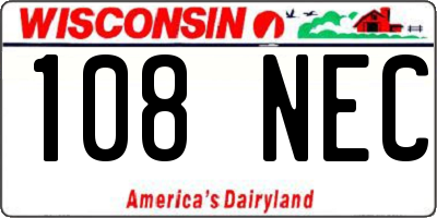 WI license plate 108NEC