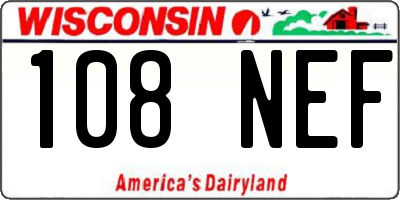 WI license plate 108NEF