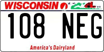 WI license plate 108NEG