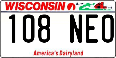 WI license plate 108NEO