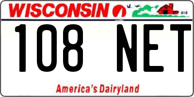 WI license plate 108NET
