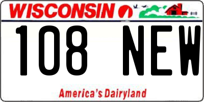 WI license plate 108NEW