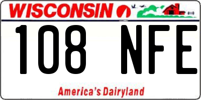 WI license plate 108NFE