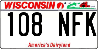 WI license plate 108NFK