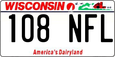 WI license plate 108NFL