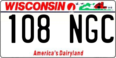WI license plate 108NGC