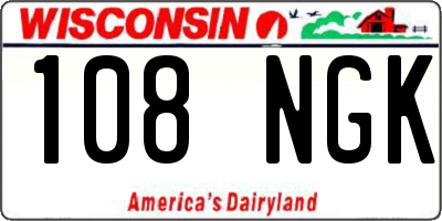 WI license plate 108NGK