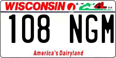 WI license plate 108NGM