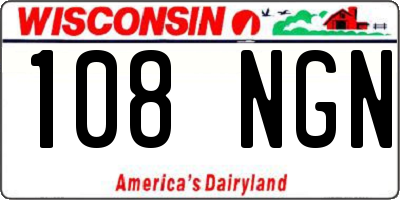 WI license plate 108NGN