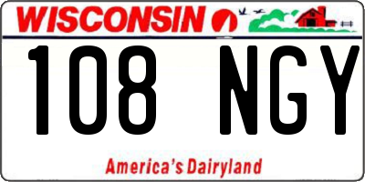 WI license plate 108NGY