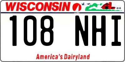 WI license plate 108NHI