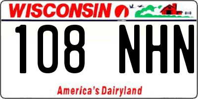 WI license plate 108NHN