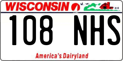 WI license plate 108NHS