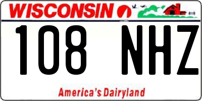 WI license plate 108NHZ