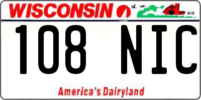 WI license plate 108NIC