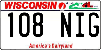 WI license plate 108NIG