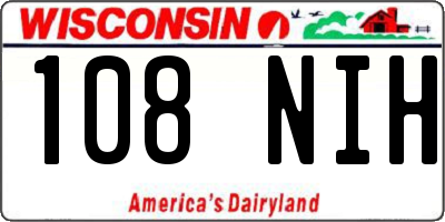 WI license plate 108NIH