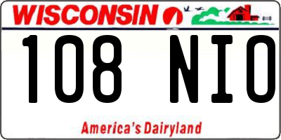 WI license plate 108NIO