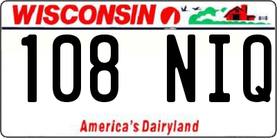 WI license plate 108NIQ