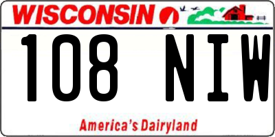 WI license plate 108NIW
