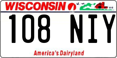 WI license plate 108NIY