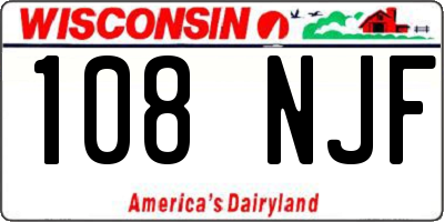 WI license plate 108NJF