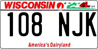 WI license plate 108NJK